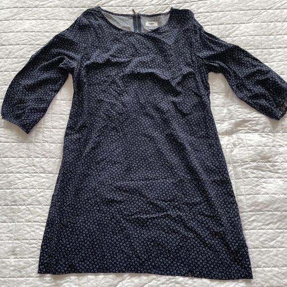 Old Navy Ditsy Floral Print 3/4 Sleeve Shift Dress Rayon Zipper Size Large - Picture 3 of 15
